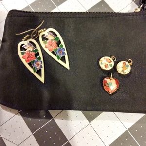 Vintage Baked Enamel Earrings and pendants